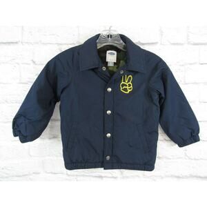 Boys Windbreaker Lined Blue Embroidered Snap Front Size 4T Old Navy